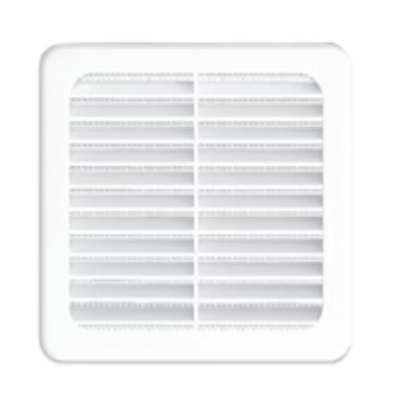 Grille de ventilation en plastique renforcé avec moustiquaire - 120 x 120 mm - Blanc