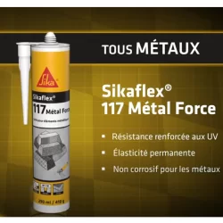 Colle Sikaflex 117 Métal Force intérieur et extérieur gris clair 290 ml