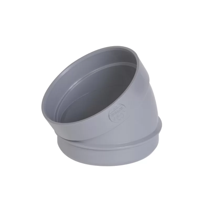 Secteur de coude 30° à coller pour évacuation d'eau - Mâle / Femelle - Ø 100 mm - PVC - Gris