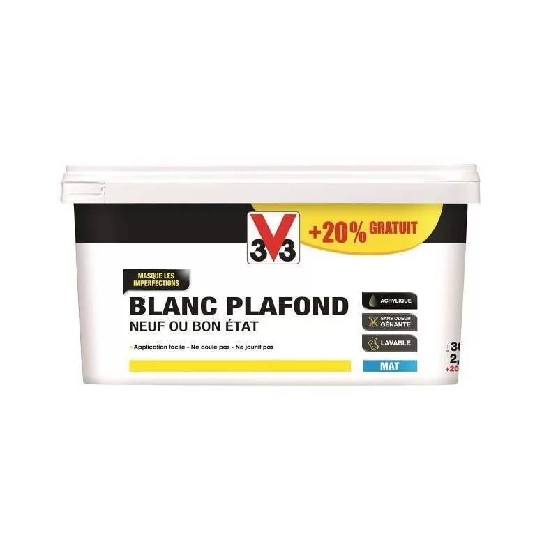 Peinture plafonds neuf ou bon état blanc mat 3 litres