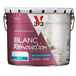 Peinture intérieure monocouche Blanc Rénovation Mat 10 litres