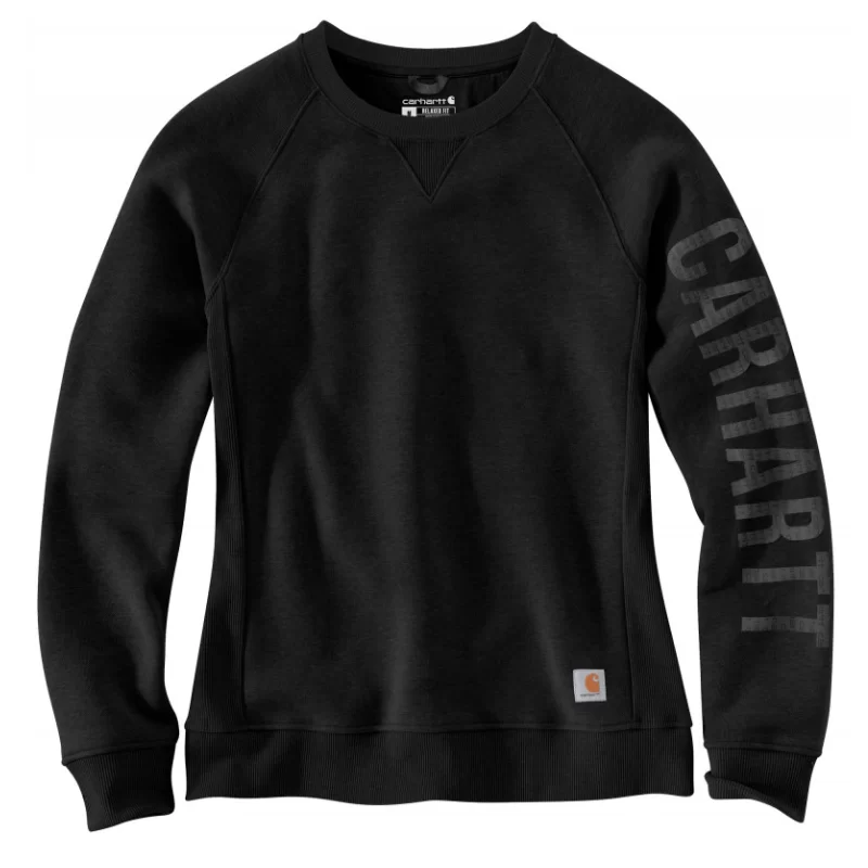 Sweat femme Crewneck col rond logo Carhartt sur manche Noir