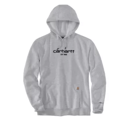 Sweat homme Logo Graphic à capuche non zippé logo Carhartt sur poitrine Gris Perle Chiné