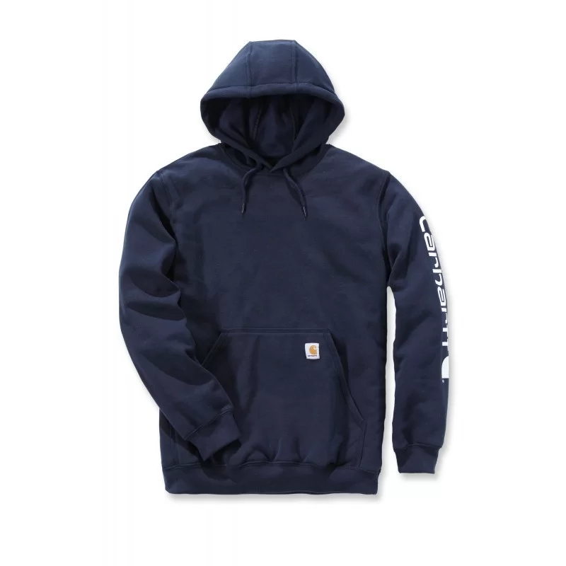 Sweat homme Sleeve Logo à capuche non zippé logo Carhartt sur manche Bleu Marine