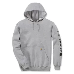 Sweat homme Sleeve Logo à capuche non zippé logo Carhartt sur manche Gris Argent