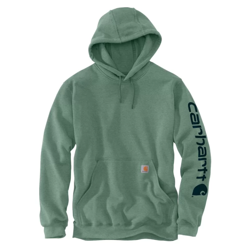 Sweat homme Sleeve Logo à capuche non zippé logo Carhartt sur manche Vert Jade