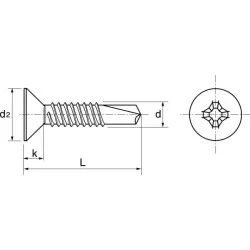 Vis autoperceuse tête fraisée Phillips inox A2 DIN 7504 O