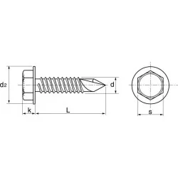 Vis autoperceuse tête hexagonale à embase inox A2 DIN 7504 K