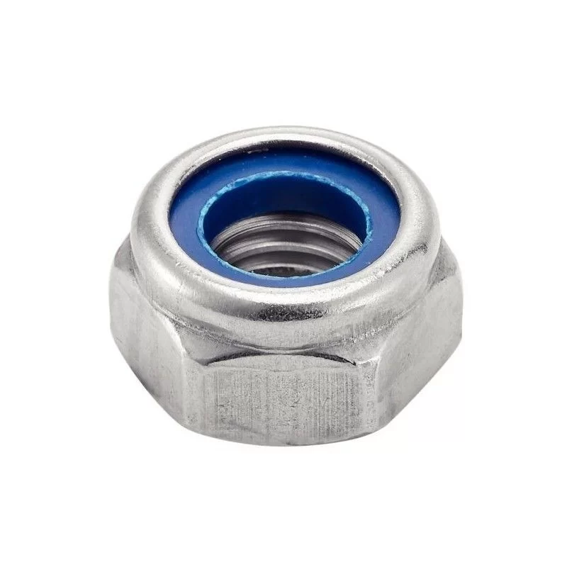 Écrou hexagonal indesserrable lubrifié bague nylon inox A2 DIN 985