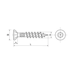 Vis pour terrasse tête fraisée bombée six lobes inox A2