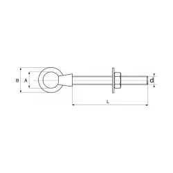 Piton à oeillet fileté inox A4 avec écrou et rondelle