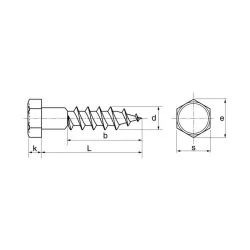 Vis à bois tête hexagonale tirefond inox A2 DIN 571