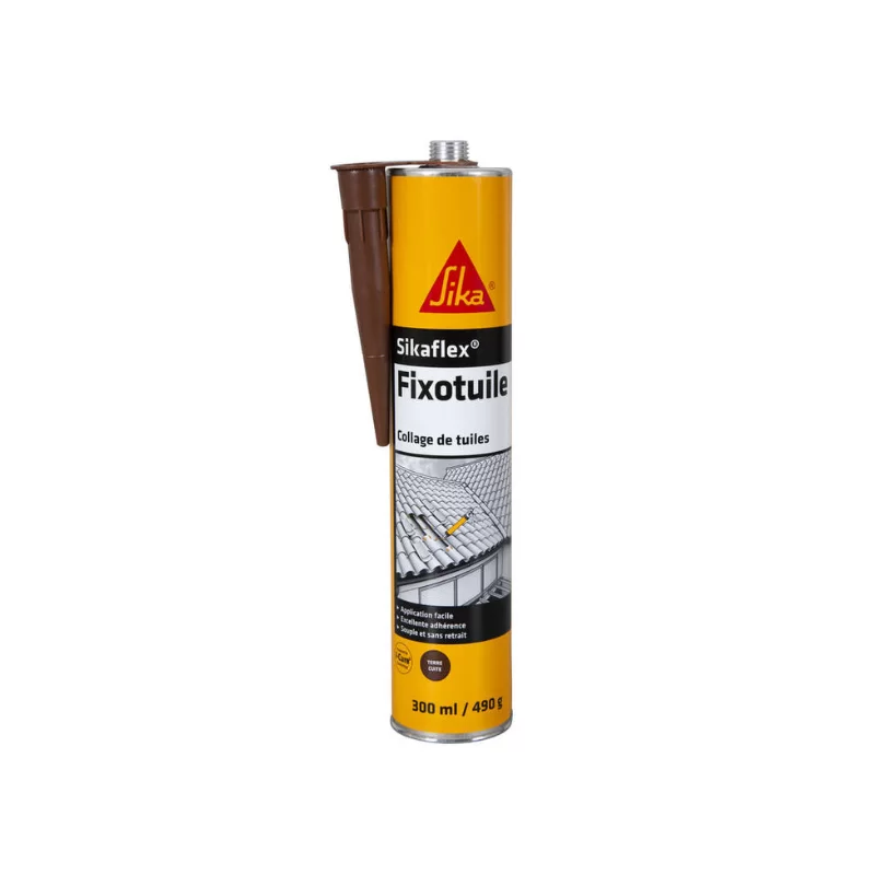 Mastic souple fixation tuiles - Sikaflex Fixotuile 115- Teinte terre cuite - Cartouche 300 ml