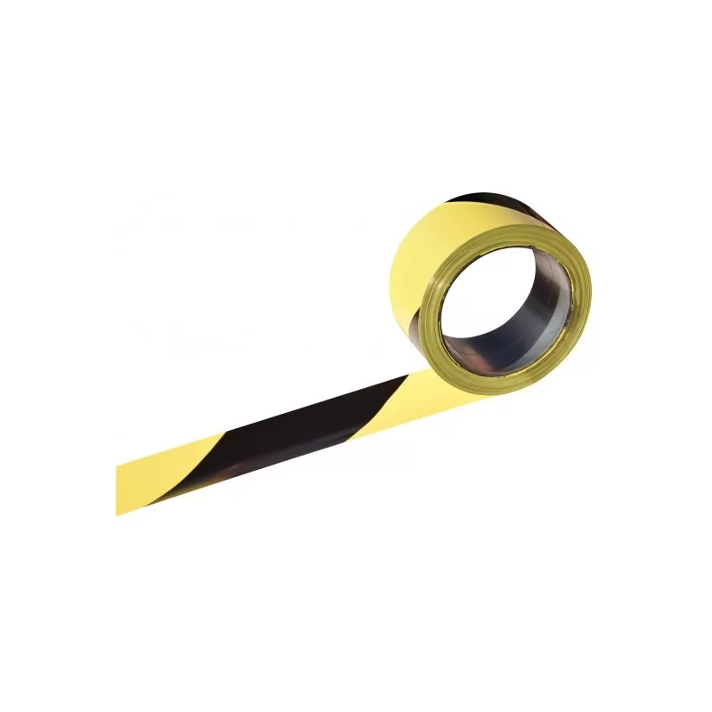 Ruban signalisation chantier Rubaplast noir et jaune 50 mm x 100 m