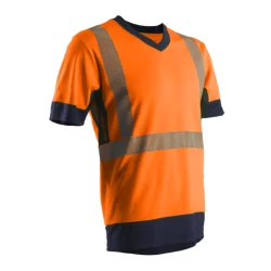 T-shirt haute visibilité Coverguard Komo manches courtes orange et bleu marine