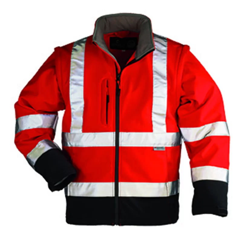 Veste Softshell Station haute visibilité rouge et noir