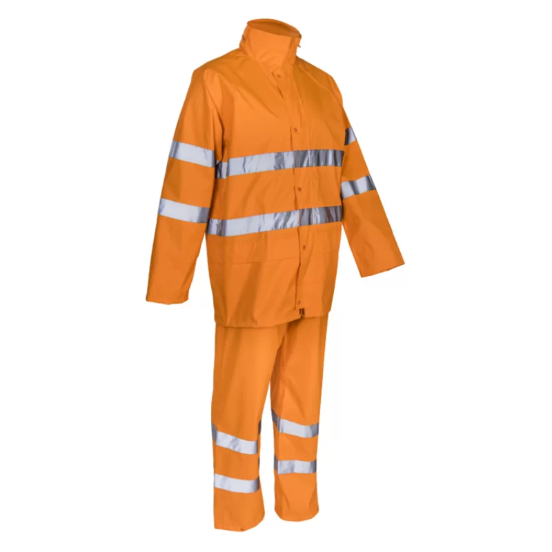 Ensemble de pluie orange haute visibilité veste pantalon Kawa Classe 3 Coverguard