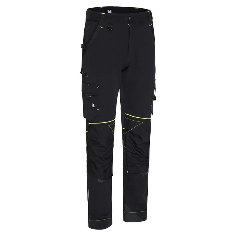 Pantalon de travail Sacha multipoche Noir et Jaune fluo