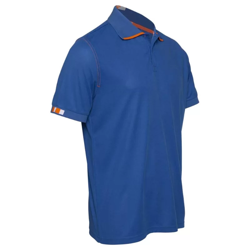 Polo BEVEN bleu/orange fluo