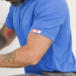 Polo BEVEN bleu/orange fluo