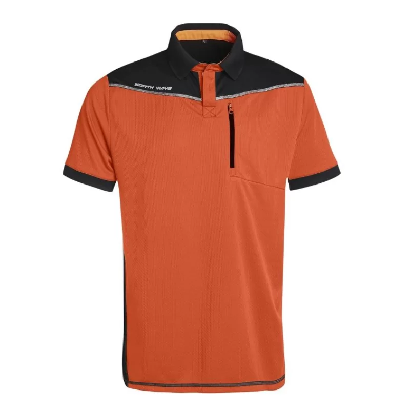 Polo homme anti-UV Wolf North Ways 100% Polyester orange