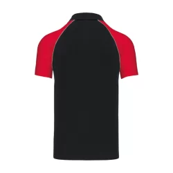 Polo baseball bicolore 100% coton piqué 200 g/m² Noir et Rouge