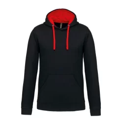 Sweat shirt à capuche 80% coton 20% polyester Noir et Rouge