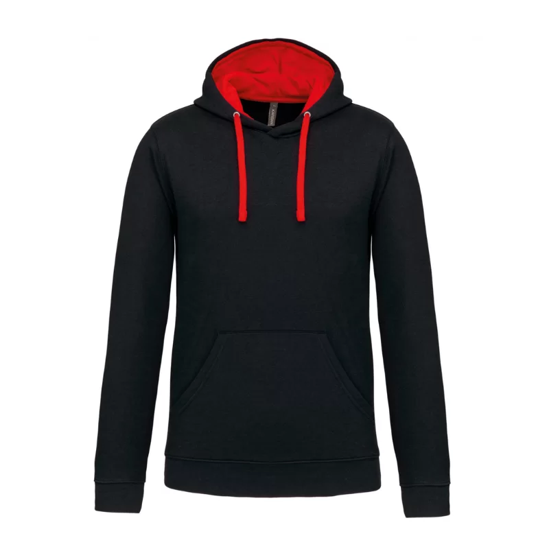 Sweat shirt à capuche 80% coton 20% polyester Noir et Rouge