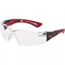 Lunette de sécurité RUSH+ Bollé incolore traitement Platinum Rouge Noir