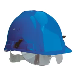 Casque de chantier équipé d'une lunette escamotable