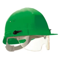 Casque de chantier équipé d'une lunette escamotable