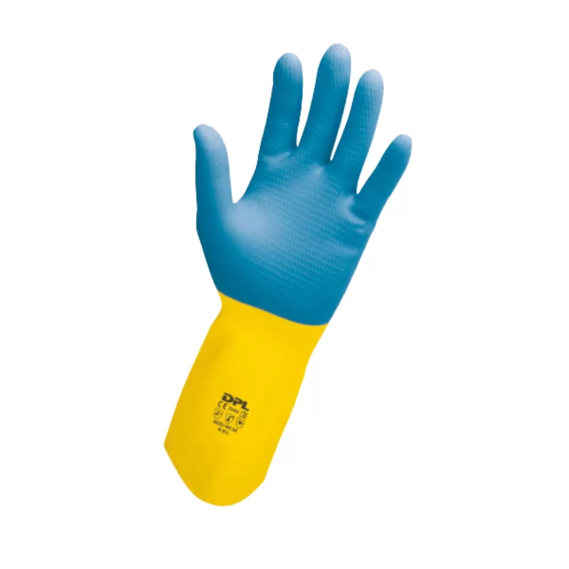 Gant réutilisable en latex bleu et jaune