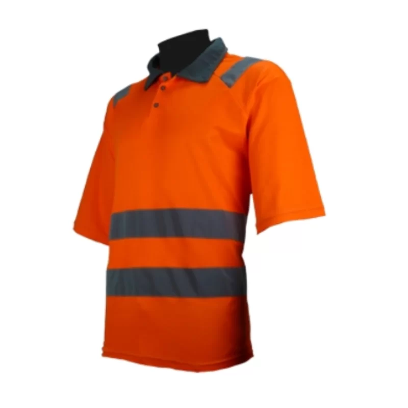 Polo haute visibilité classe 2 PBV 55% coton 45% polyester orange fluorescent