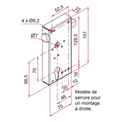 Serrure GE pour portail bois en applique vertical à cylindre européen