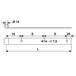 Penture droite percée Torbel acier zingué blanc 35 x 5 mm gond 14 mm