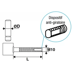 Gond polygond à clips Torbel acier zingué blanc avec bague et élastique