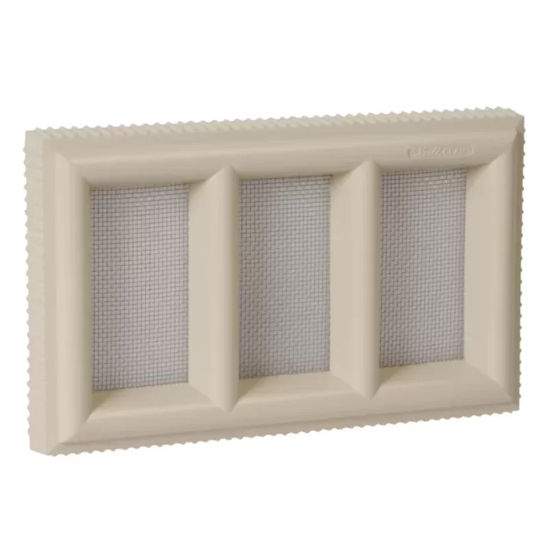 Grille d'aération à sceller Claustra avec moustiquaire PVC sable 215 x 130 mm Nicoll