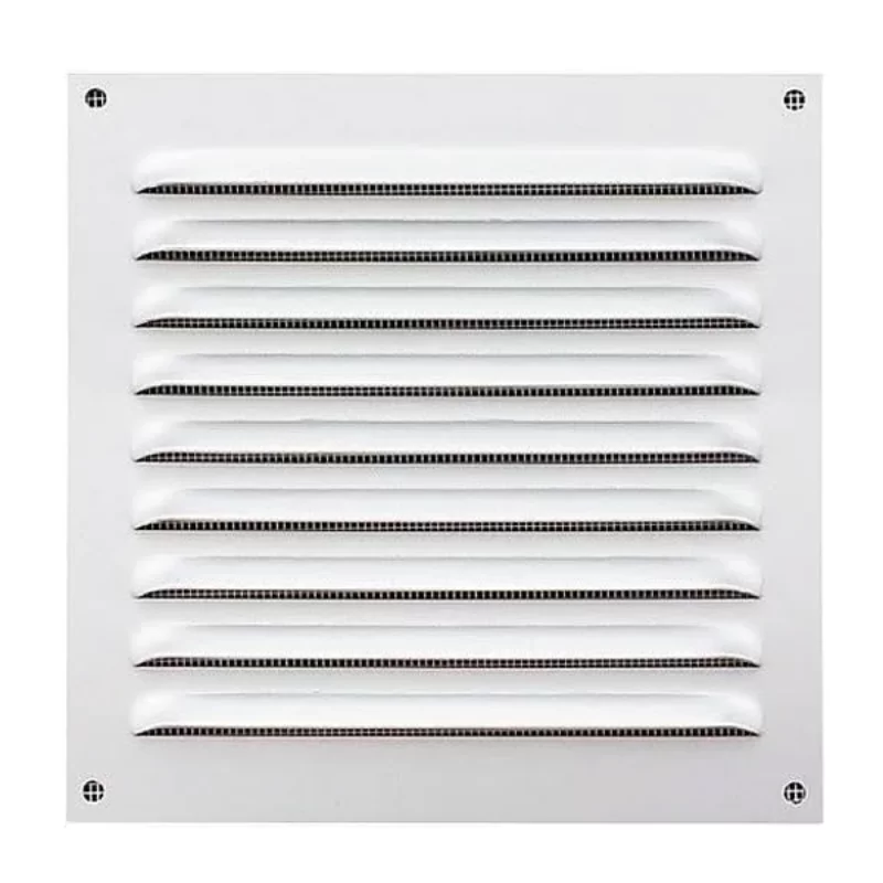 Grille de ventilation à persiennes intérieure et extérieure avec moustiquaire blanc