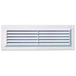 Grille de ventilation à persiennes avec moustiquaire rectangle Blanc