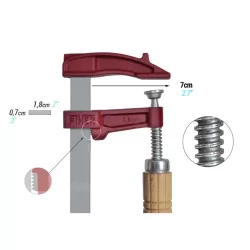 Serre-joint à vis manche bois Piher modèle MM Tige 18x7 mm