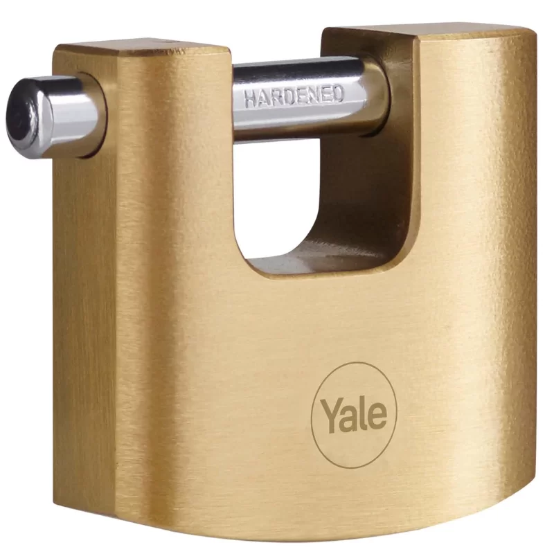 Cadenas rectangulaire Yale laiton 70 mm anse acier cémenté 3 clés