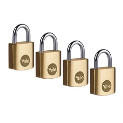 Lot de 4 cadenas Yale laiton anse acier 4 clés s'entrouvrant