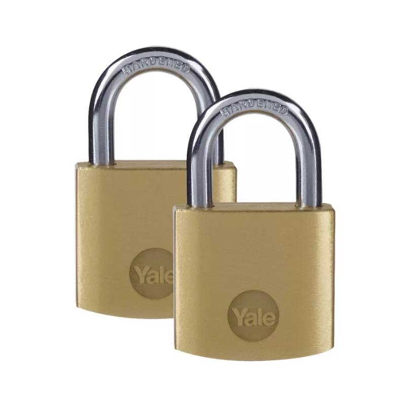 Lot de 2 cadenas Yale laiton anse acier cémenté pour intérieur 3 clés