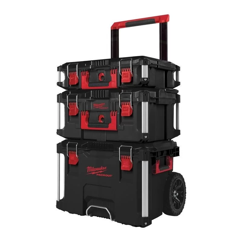 Ensemble Packout trolley + coffret large + coffret Milwaukee