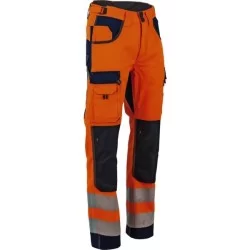 Pantalon homme Haute Visibilité Polarisation Orange Fluo et Marine