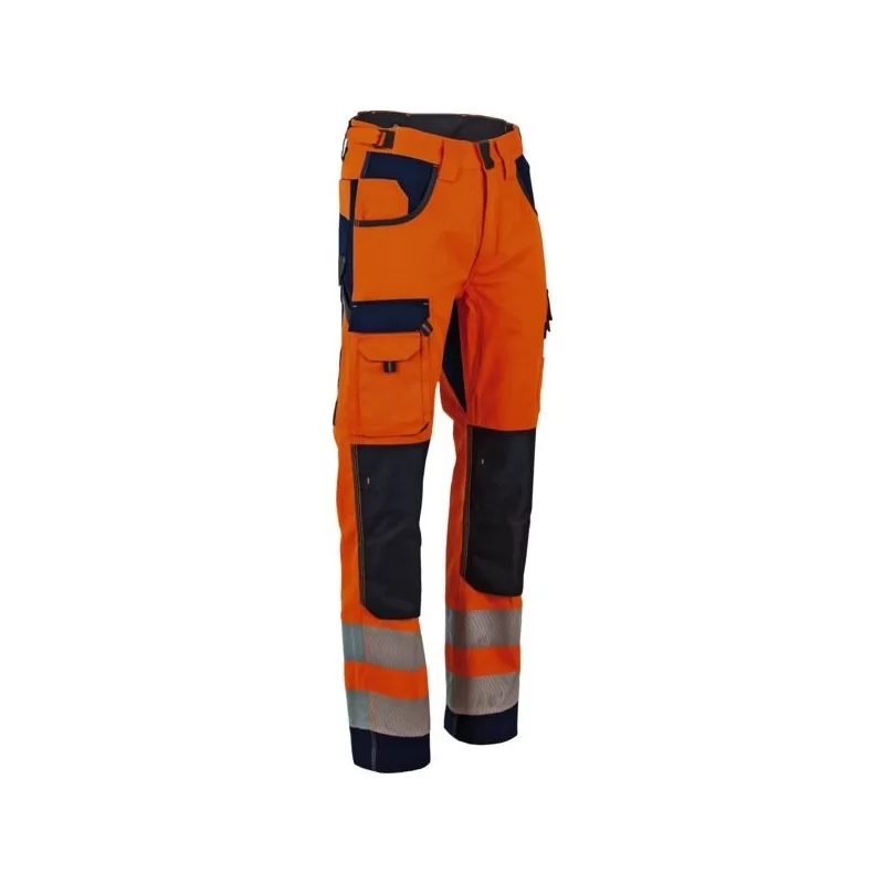 Pantalon homme Haute Visibilite Polarisation Orange Fluo et Marine