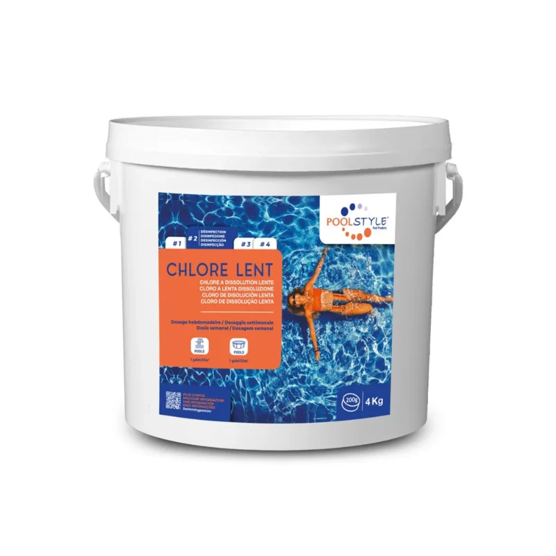 Chlore lent Acti pour piscine galet de 250 g seau de 4 kg