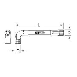 Clé à pipe débouchée Kstools 6 x 6 pans