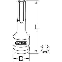 Douille monobloc à choc Torx longueur 75 mm