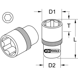 Douille 6 pans 1/4  ChromeMat Kstools